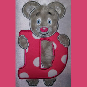 Cute Fluffy Teddy Bear D Applique (5X7)