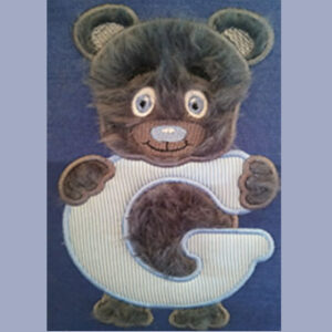 Cute Fluffy Teddy Bear G Applique (5X7)