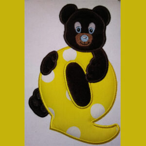 Cute Fluffy Teddy Bear Q Applique (5X7)