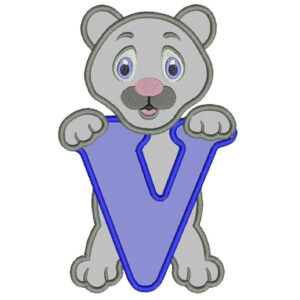 Cute Fluffy Teddy Bear V Applique (5X7)