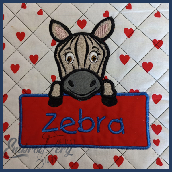 EDS941 Display1 Cute Applique Zebra Name Board - Image 1